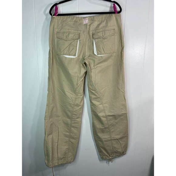 Abercrombie & Fitch Pants Womens Medium Baggy Beige Pants Ankle Ties Y2K - Picture 6 of 12